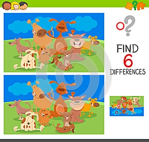 Spot the differences with dog animal characters