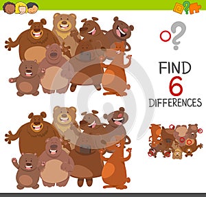 Spot differences game with bears