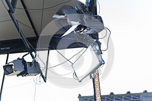 Spot light and led light in outdoors television studio