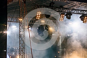 Spot lightning system mounted on stage for illumination during c