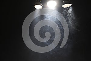 Spot lights on studio with smoke