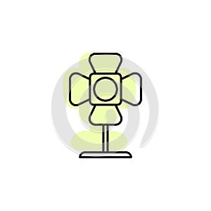 Spotlight cinema with color shadow vector icon in movie, cinema, film, screen, flicks set