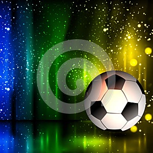 Spotlight football glitters background with soccer ball photo