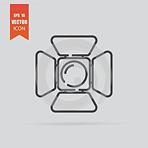 Spotlight icon in flat style isolated on grey background