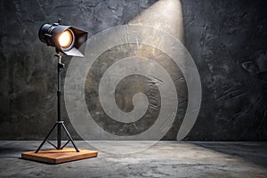 Spotlight on Concrete Slate Board with Black Background photo