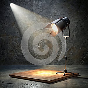 Spotlight on Concrete Slate Board with Black Background photo