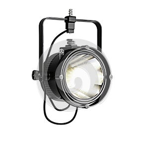 A spotlight is lit up on a white background