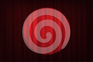 Spotlight on red curtains and chairs. Vector theater, cinema or circus background.