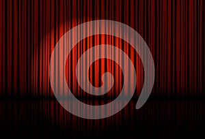 Spotlight on stage curtain. Vector.