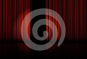 Spotlight on stage curtain. Vector.