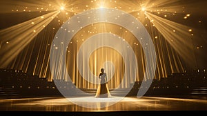 spotlight stage gold background