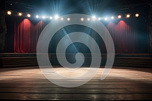 spotlights on an empty theatre stage