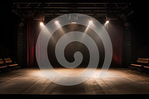 spotlights on an empty theatre stage