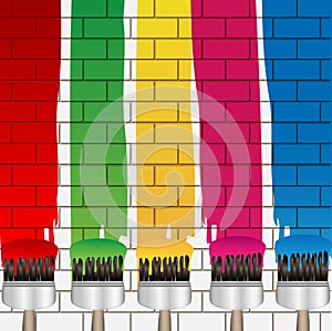 Spots of varicoloured paint