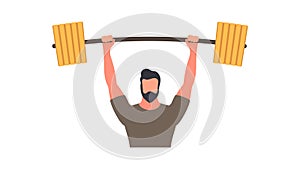 Spotsman with a barbell. A man lifts a barbell. The concept of sport and healthy lifestyle. Isolated. Vector.