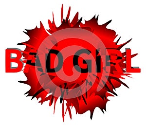 Spotted abstract background with words bad girl, isolated, red tones.