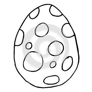 Spotted Easter Egg vector black and white line art. Catolic Easter symbol.