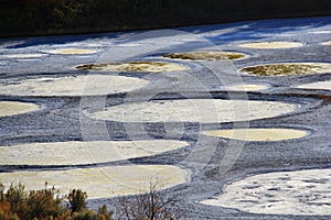 Spotted lake in Okanagan Vallye, Osoyoos, British Columbia.