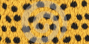 Spotted leopard yellow hairy pattern. Furry backdrop. Wild animal design. Fuzzy fashion creative. Wool texture. Fur background.