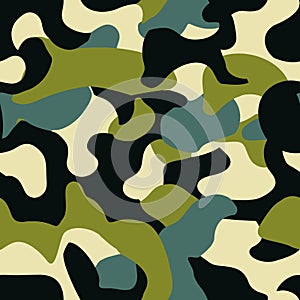 Spotted seamless pattern in camouflage style. Shapeless spots scattered at random.
