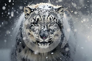 Spotted Snow leopard. Generate Ai