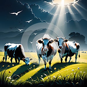 spottet cows, AI-Generatet