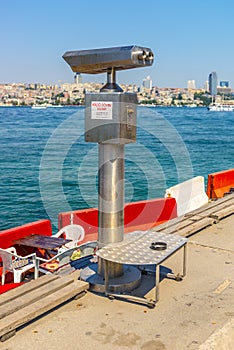 Spotting scope pipe on the beach in Istambul