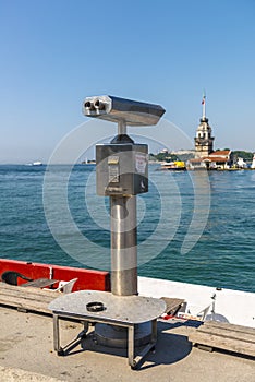 Spotting scope pipe on the beach in Istambul