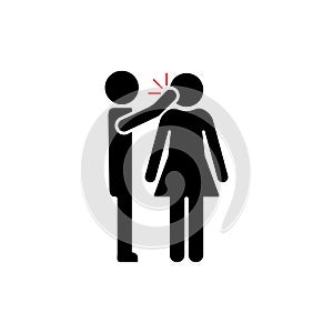 Spousal Abuse Icon. Domestic Family Violence and Discrimination Woman. Humiliation, Conflict, Quarrel and Hate concept photo