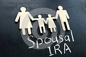 Spousal IRA retirement plan and family figures. photo