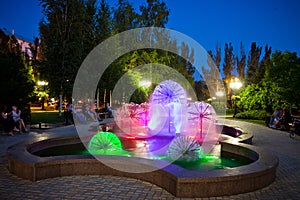 Spouting fountain illumination on Pushkin Boulevard, Donetsk 2012 1, view 1