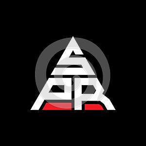 SPR triangle letter logo design with triangle shape. SPR triangle logo design monogram. SPR triangle vector logo template with red