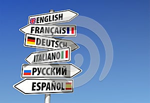 Many languages guideposts photo