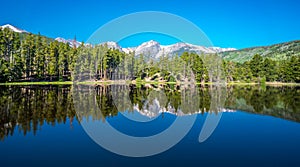 Sprague Lake in Summer with a Smooth Reflection