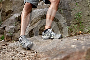 Sprained ankle of middle aged caucasian man