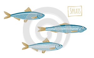 Sprats, vector cartoon illustration photo