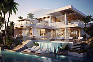 Sprawling Luxury exterior villa. Generate Ai