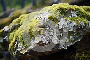 Sprawling Overgrown lichen rock. Generate Ai