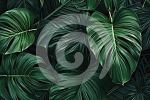 Sprawling Palm leaves tropical plants. Generate Ai photo