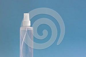 Spray bottle with antibacterial sanityzer. Prevention of pandemia. Concept of hygiene, cleanliness photo