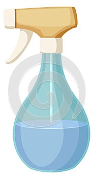 A spray bottle with a blue liquid inside