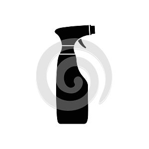 Spray bottle. Bottle spray icon. Silhouette of cleaner isolated on white background. Chemical sprayer in plastic container. Icon