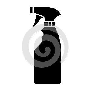 Spray bottle icon. Black spray bottle symbol in flat graphic design