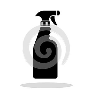Spray bottle icon. Black spray bottle symbol in flat graphic design
