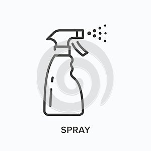 Spray bottle icon. Vector outline illustration of sprayer disinfection, Alcohol cleaner pictogram