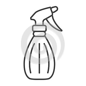 Spray bottle, pulverizer thin line icon, gardening concept, atomizer vector sign on white background, outline style icon