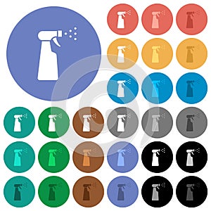 Spray bottle round flat multi colored icons