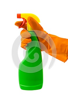 Spray Bottle and Rubber Glove