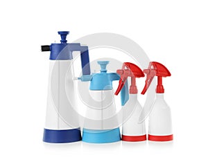 Spray bottles of cleaning products