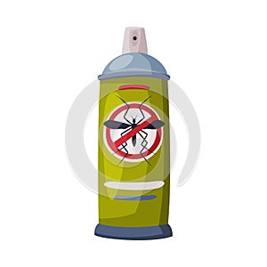 Spray Can of Mosquito Insecticide, Pest Control and Extermination Concept Vector Illustration on White Background